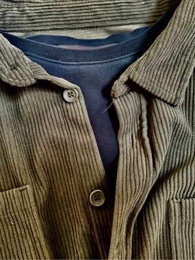 Men's Olive Corduroy Button-Up Sweater Jacket